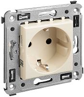 Розетка с заземлением без рамки DKC Avanti 1-м. шторки ванильная дымка картинка